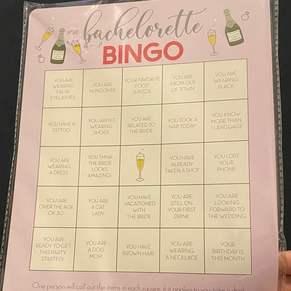 NIB Bachelorette Bingo Party Game - Pink